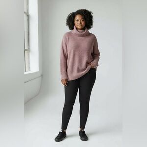 Columbia Mauve Waffle Knit Cowl Neck Thermal Top XL